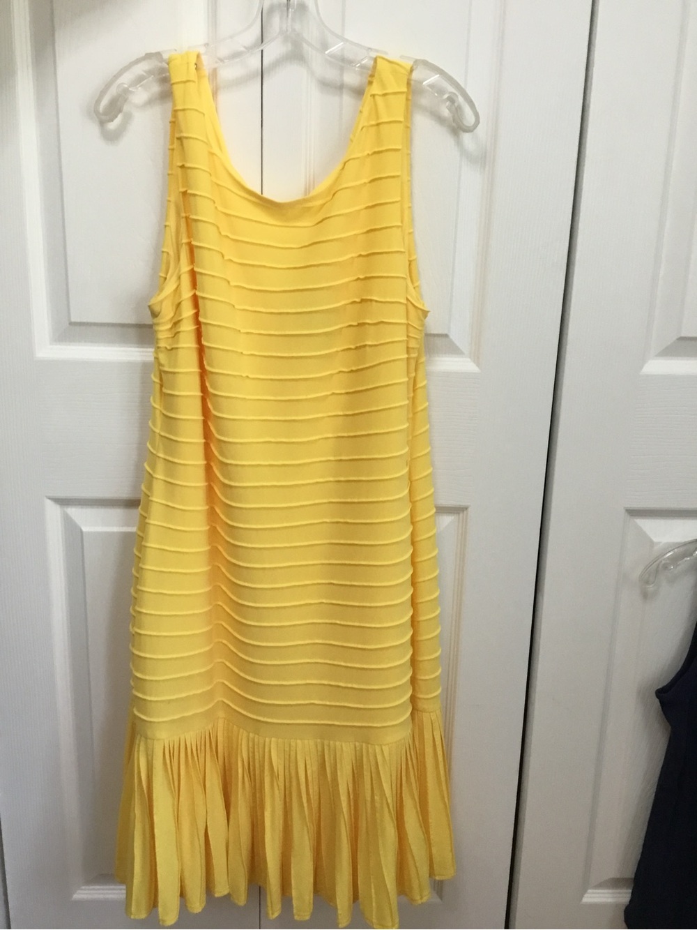 Adrianna Papell Sunny Yellow Textured Ruffle-Hem Shift Dress